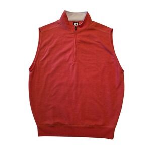 FootJoy FJ Golf Vest Mens Large Heather Red 1/4 Zip Sleeveless Performance
